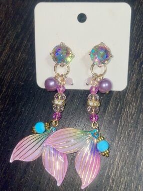Handcrafted Purple Mermaid Tail Earrings